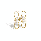Premium Pearl Wavy Style Statement Earrings - Handcrafted Brass