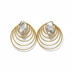 Natural Stone Spring Style Statement Earrings - Handcrafted Brass