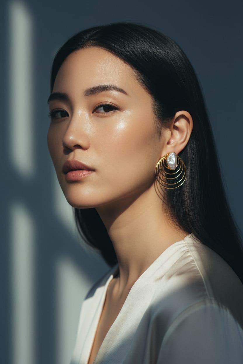 Natural Stone Spring Style Statement Earrings - Handcrafted Brass