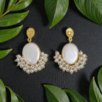 Premium Pearl Drop Oval shape Statement Earrings - Handcrafted Brass
