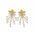 Premium Pearl Insect Style Statement Earrings - Handcrafted Brass