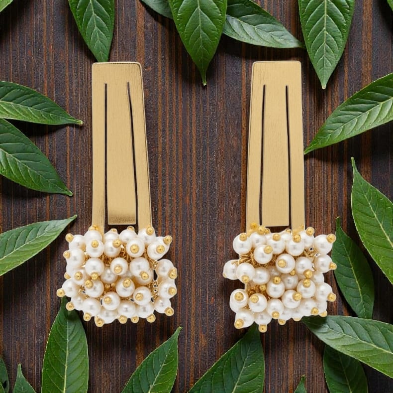 Premium Pearl Drop Statement Earrings - Handcrafted Brass