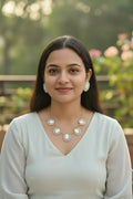 Necklace and Earrings Set with Pearl Detailing - Handcrafted Brass