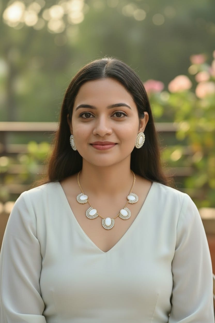 Necklace and Earrings Set with Pearl Detailing - Handcrafted Brass