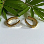 Hoop Earrings with White Inlay - 18K Gold Plated
