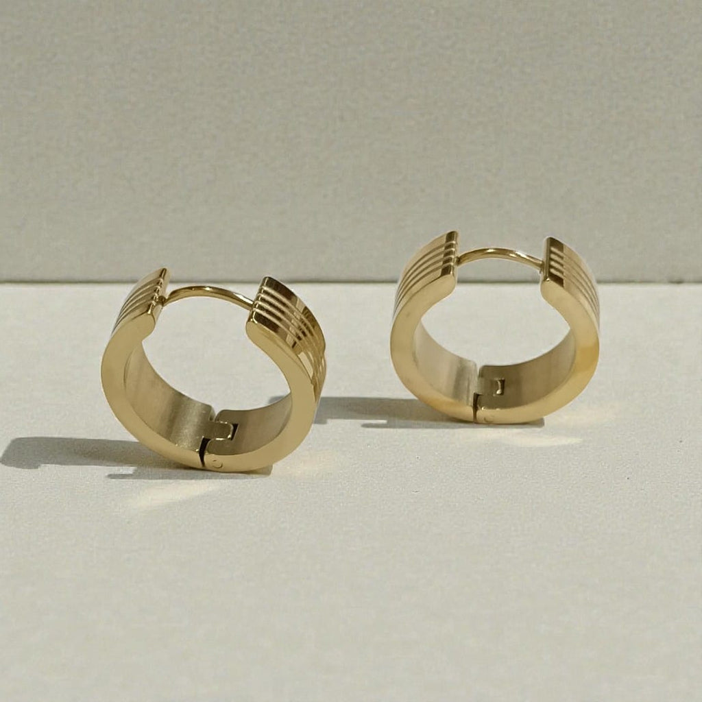 Straight Line Hoop Earrings - 18K Gold Plated