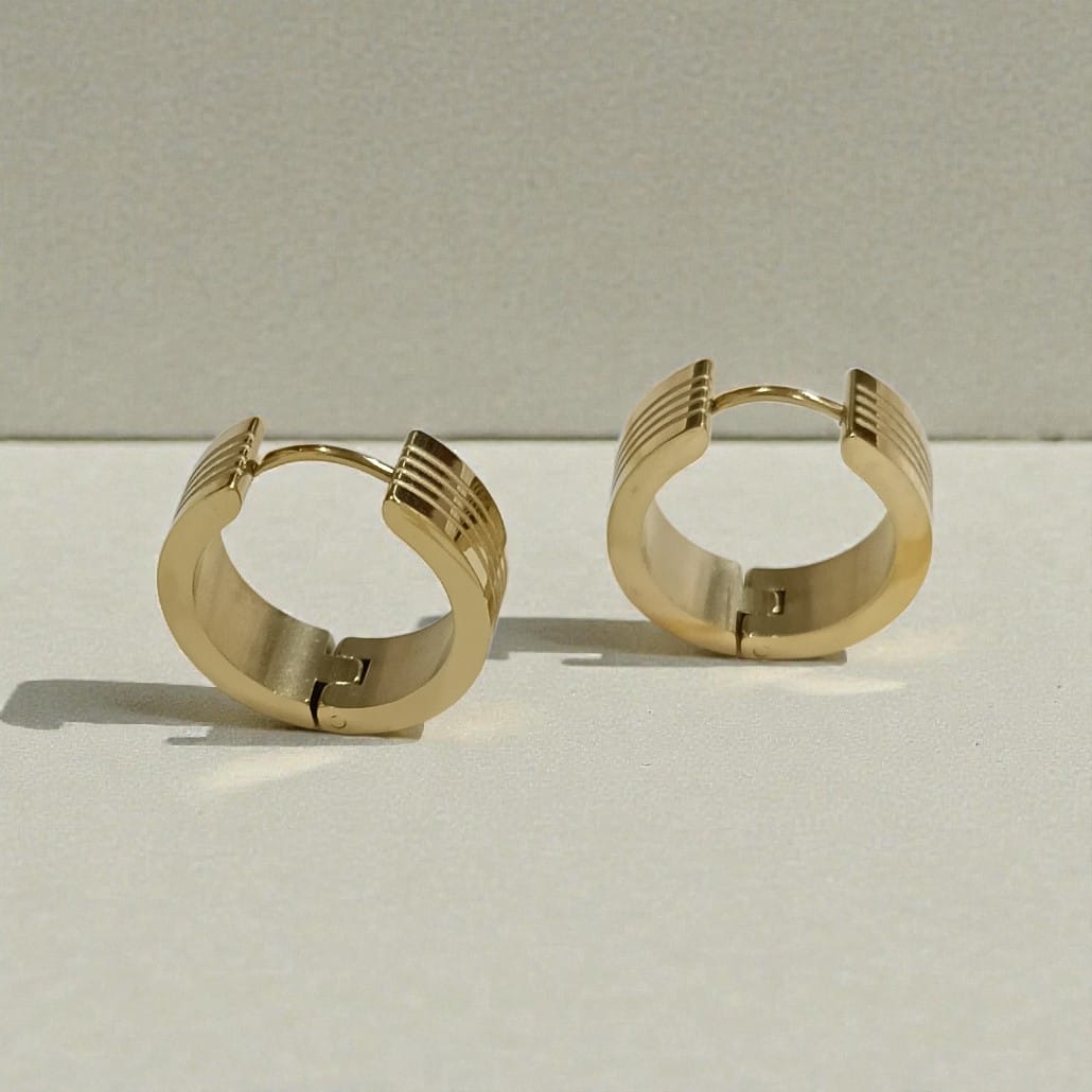 Straight Line Hoop Earrings - 18K Gold Plated
