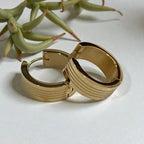 Straight Line Hoop Earrings - 18K Gold Plated