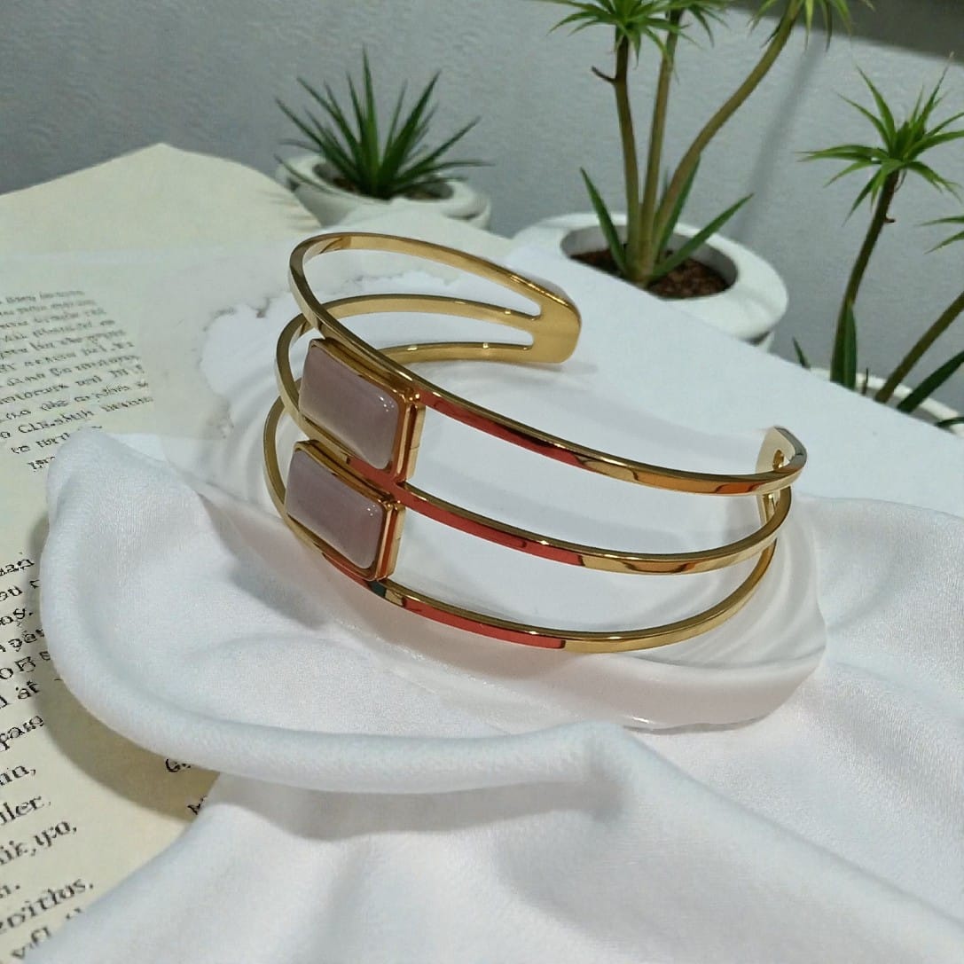 Designed with a sleek double-bar open cuff Bracelet - Anti-Tarnish