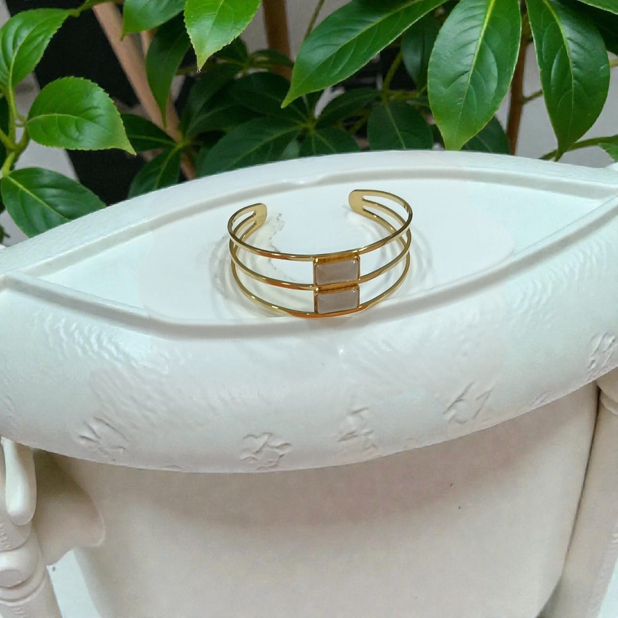 Designed with a sleek double-bar open cuff Bracelet - Anti-Tarnish