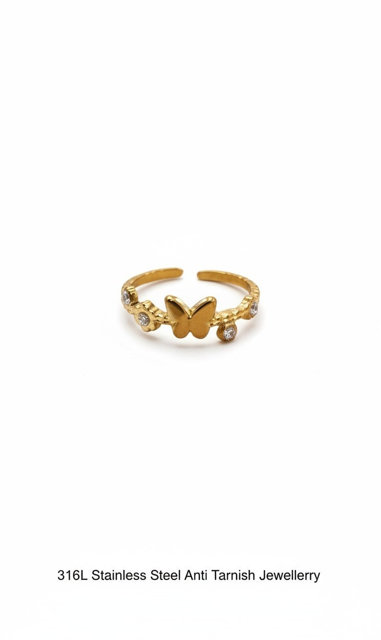 Butterfly Charm Anti-Tarnish Ring