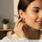 Crystal Oval Shape Hoop Earrings - 18K Gold Plated