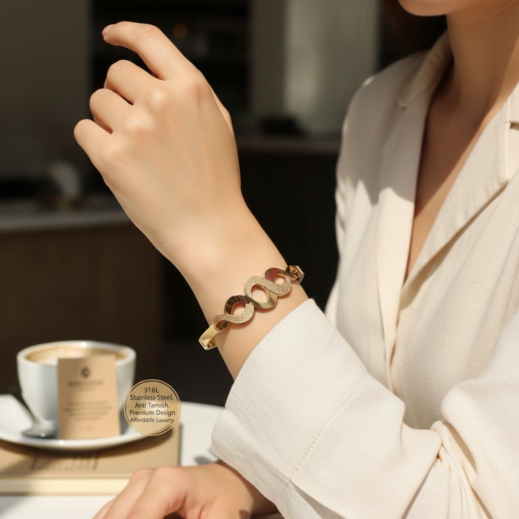 Infinity Design Bangle Bracelet - Anti-Tarnish
