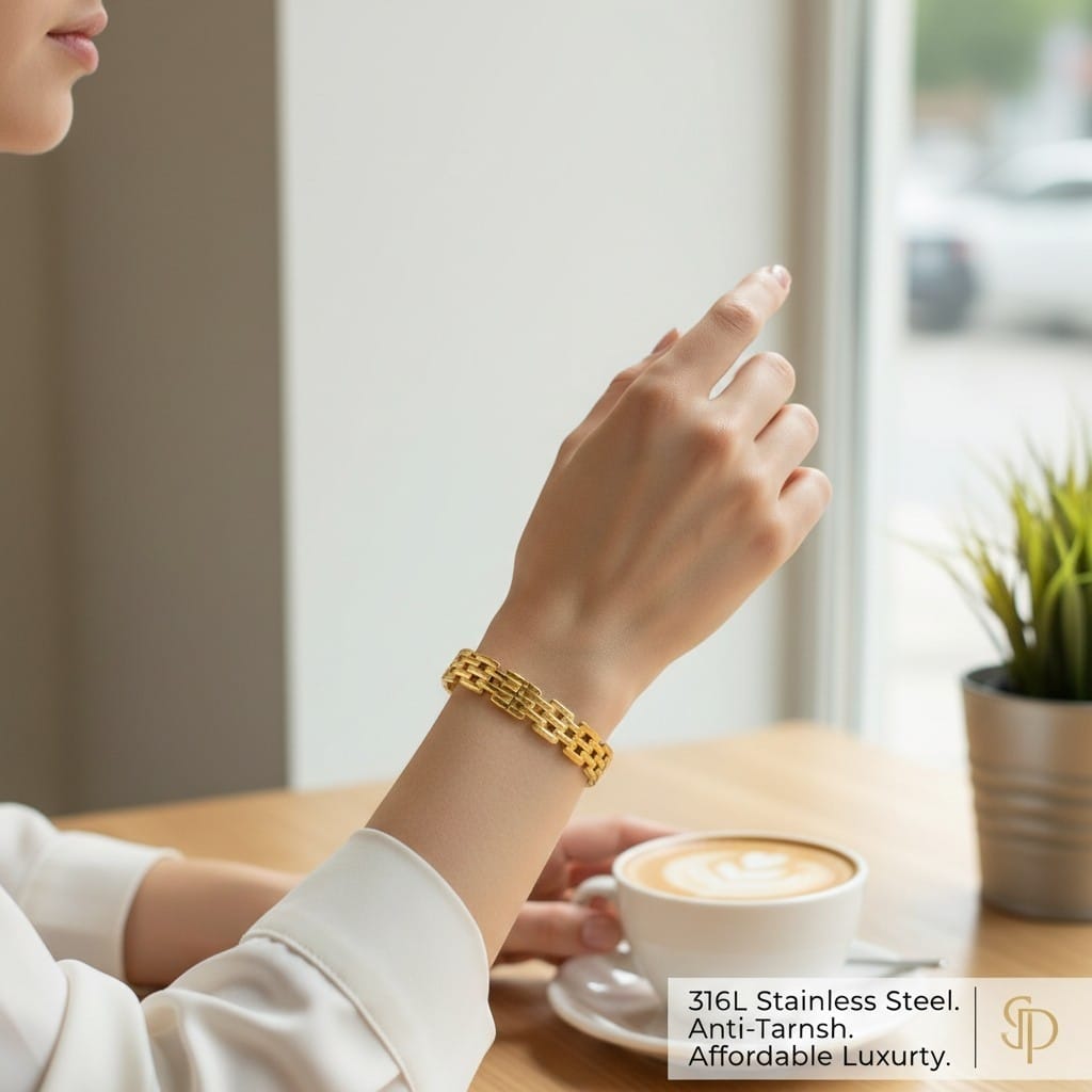 Chain-Link Bangle Bracelet - Anti-Tarnish